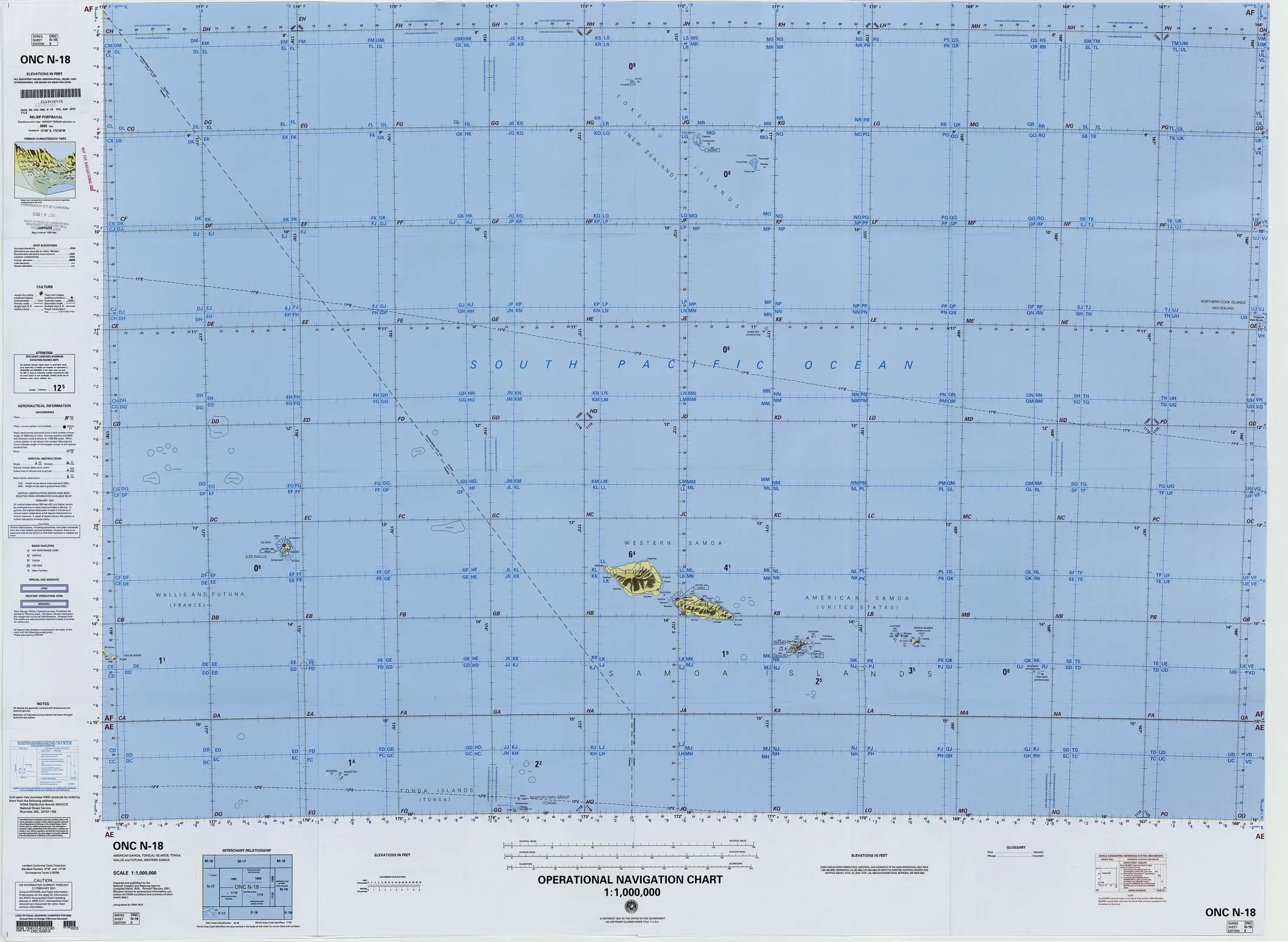 Chart of Samoa, Tonga and Wallis and Futuna